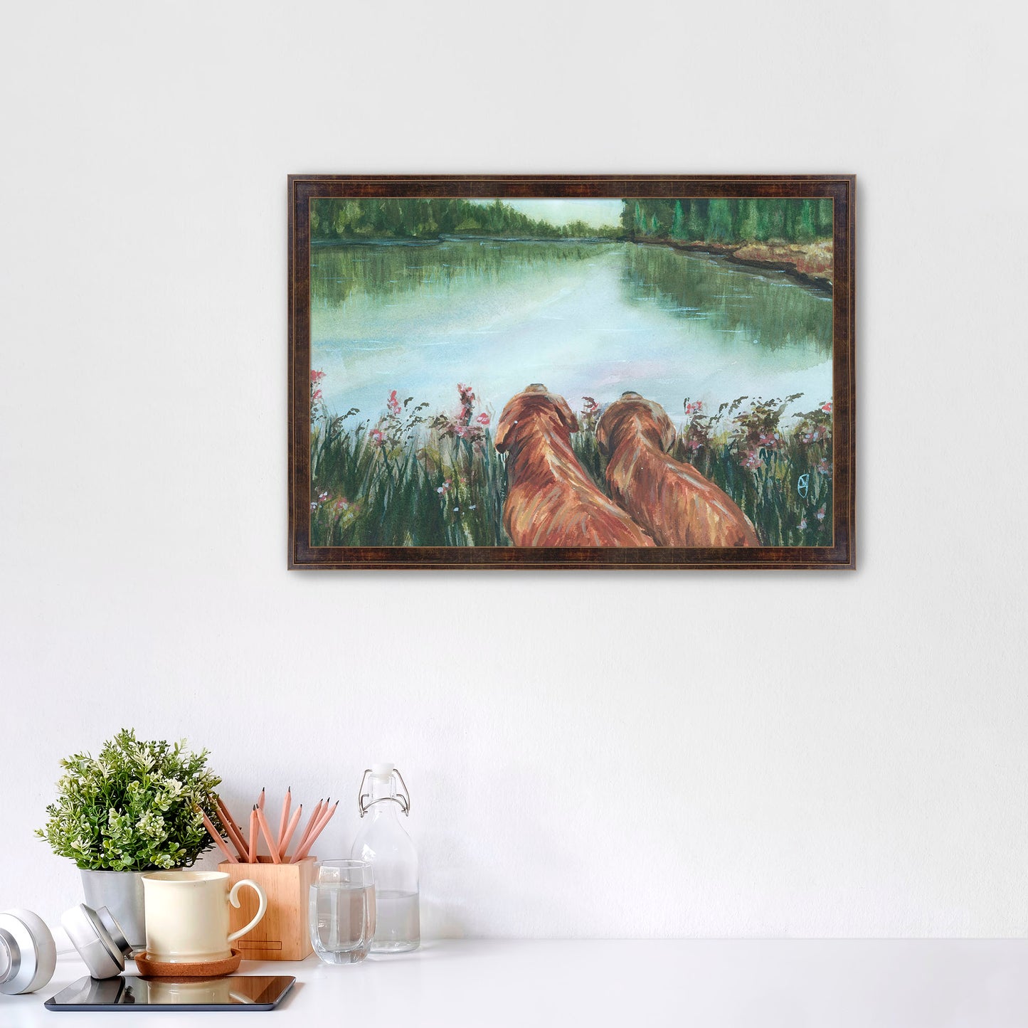 Framed Print of "Muddy Paws and Daydreams"