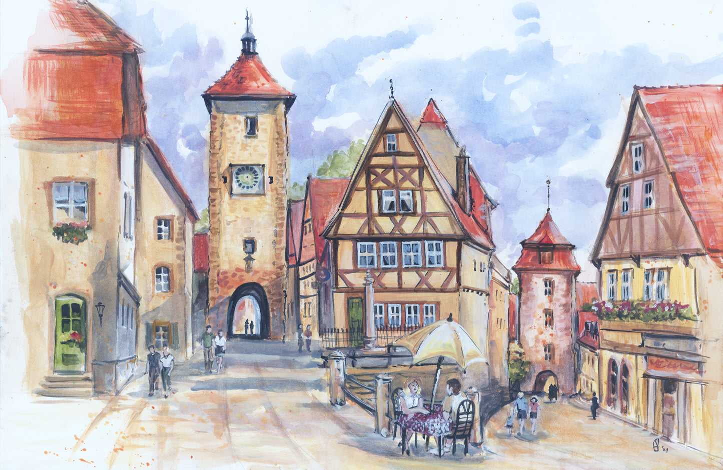 Framed Print of "Village Square"